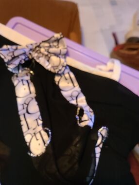 Dior Black and White Bow-Accent Women's Accessory Scarf